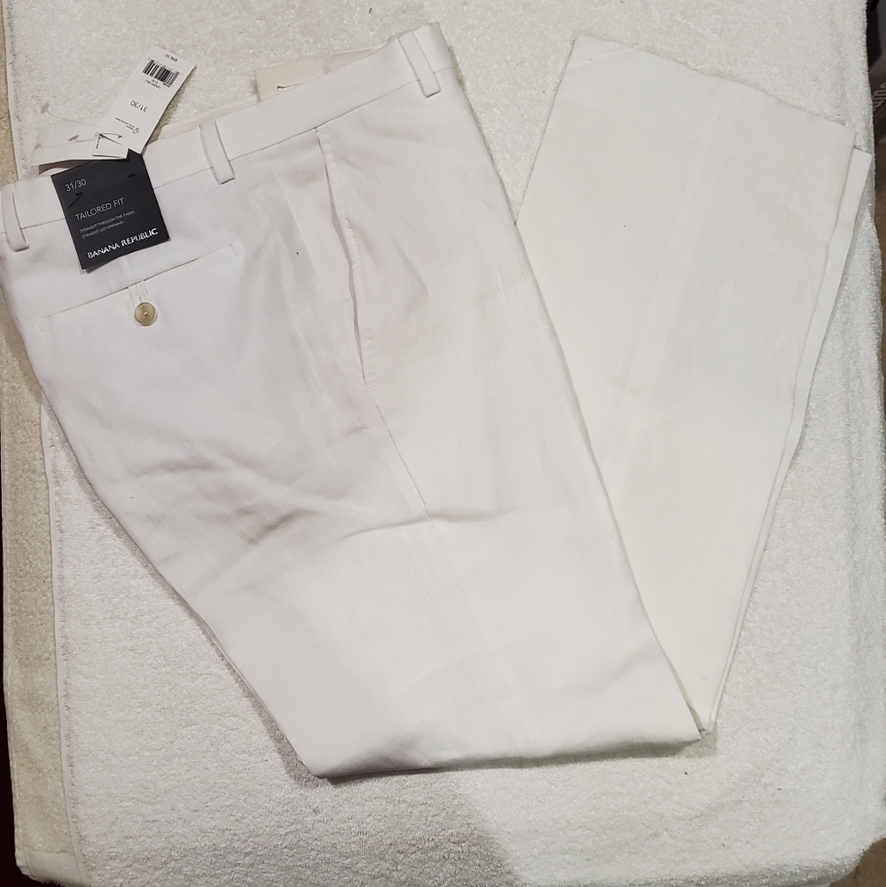 Banana Republic Men's white linen trouser